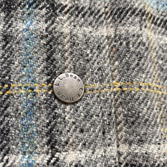 Vintage LL Bean Jacket Plaid Checkered Wool 90s Y2K Equestrian Women Size Large - Picture 8 of 12